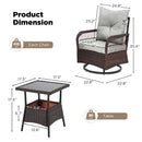EROMMY 3 Pieces Patio Swivel Rocker Rattan Chairs, Outdoor Swivel Rocking Chairs with 1 Rattan Coffee Table, Gray-Erommy